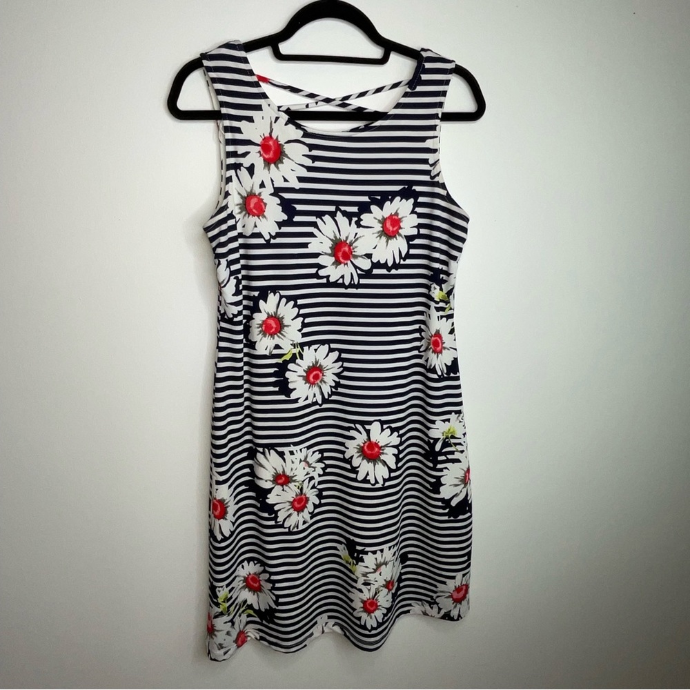 💚 Summer “RNstudio” by Ronni Nicole Slimming Floral Striped Sleeveless Dress - Picture 11 of 11